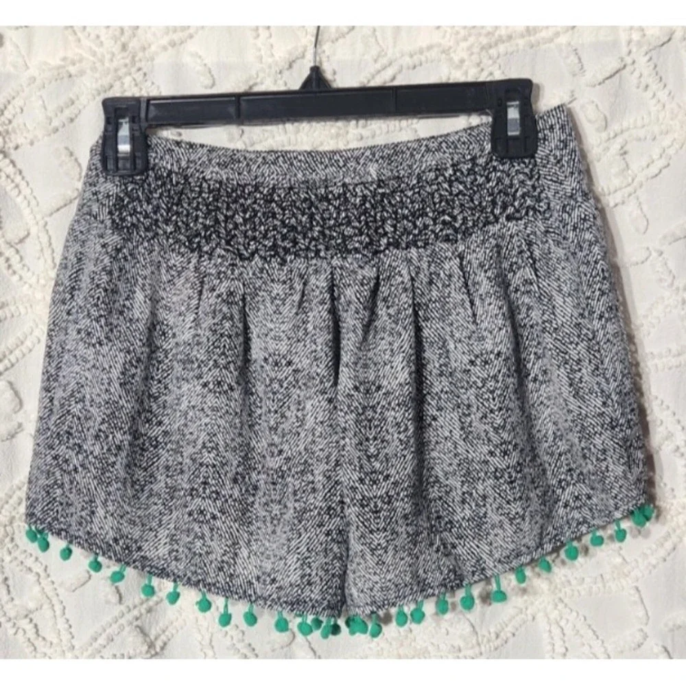 THML Womens Pom Pom Shorts Size Small Black Lined Beach‎ Vacation Elastic Waist